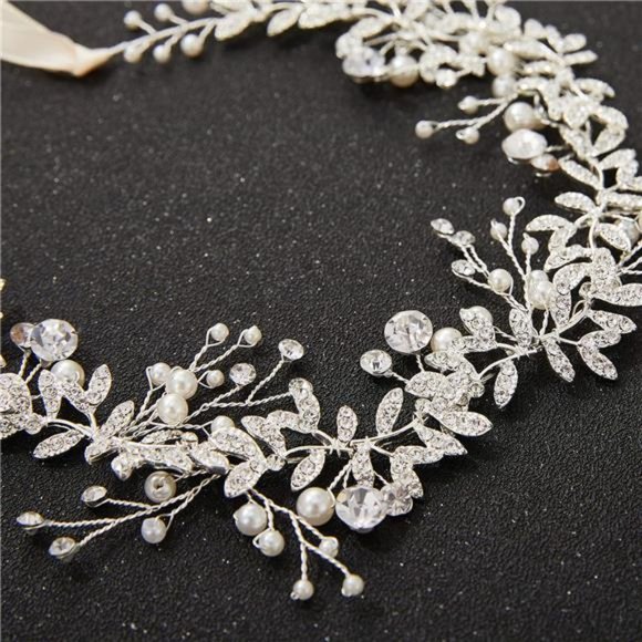 SWEETV Crystal Bridal Headpieces for Brides Silver Wedding Hair Bride Headband main image 6